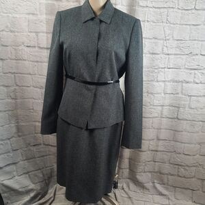 Calvin Klein Women's Matching Dress + Jacket Size 6 Gray Business 2-Piece Suit